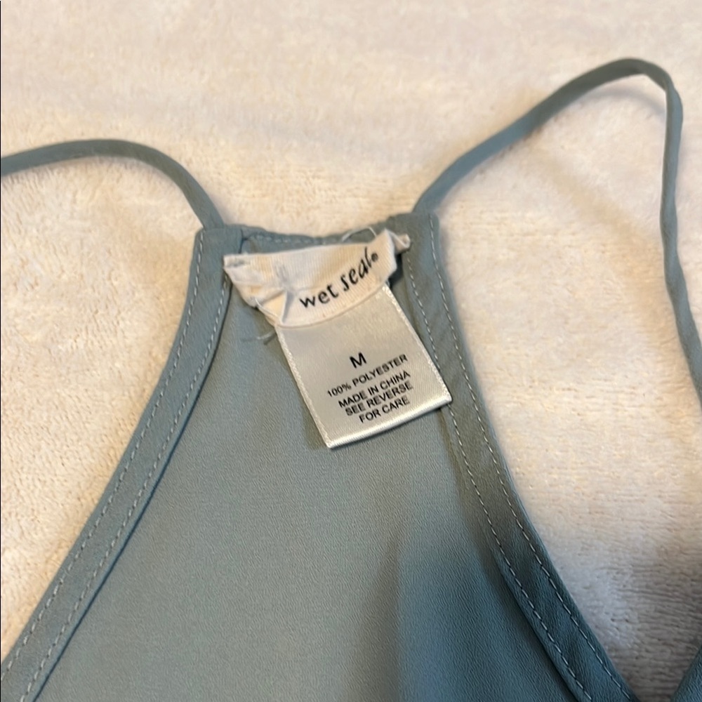 Wet Seal Green Boxy Cami Size M Flowy Spaghetti Strap Lightweight - Picture 3 of 8